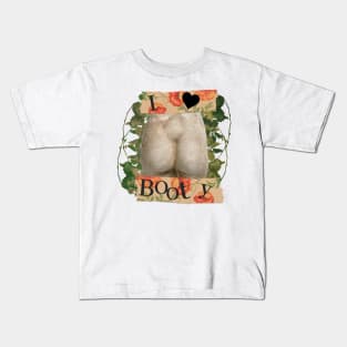 Greek stone floral design I heart booty peach Kids T-Shirt